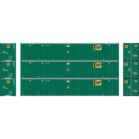 Athearn 17310 N Scale 53' Stoughton Intermodal Container EMP EMHU 3 Pack #1 - Image 2