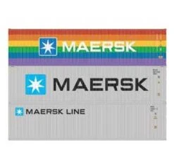 Athearn 17446 N Scale 40' High Cube Container (Rainbow) Maersk 3 Pack