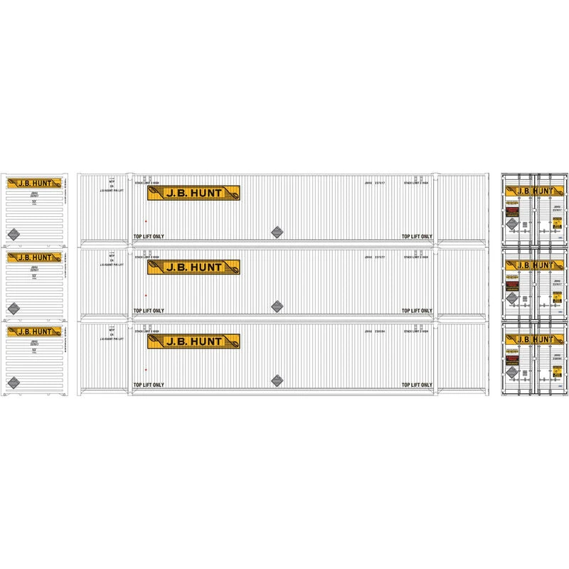 Athearn 17754 N Scale 53' CIMC Intermodal Container JB Hunt #1 3-Pack