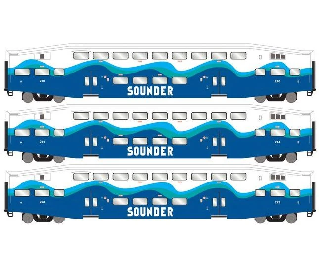 Athearn RTR 28590 N Scale Bombardier Coach Car Sounder SDRX 3 Pack