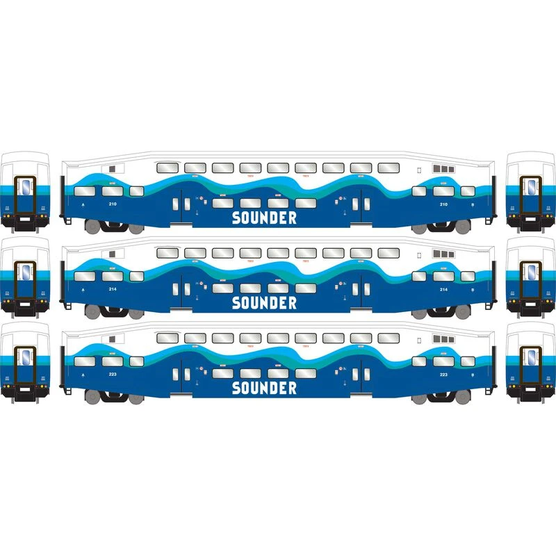 Athearn RTR 28590 N Scale Bombardier Coach Car Sounder SDRX 3 Pack - Image 2