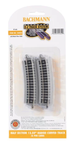 Bachmann 44822 N Scale E-Z Track Half-Sections 12.5" Radius Curve (6)