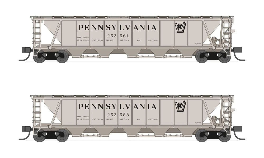 BLI (Broadway Limited Imports) 7253 N Scale H32 Covered Hopper Pennsylvania "Shadow Keystone" 2 Pack
