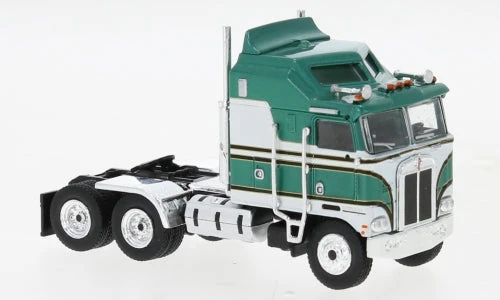 Brekina 85730 HO Scale 1973 Kenworth K100 Aerodyne Sleeper Cab Green / White