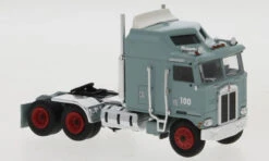 Brekina 98572 HO Scale 1973 Kenworth K100 Aerodyne Sleeper Cab #100 Blue/Grey/Red
