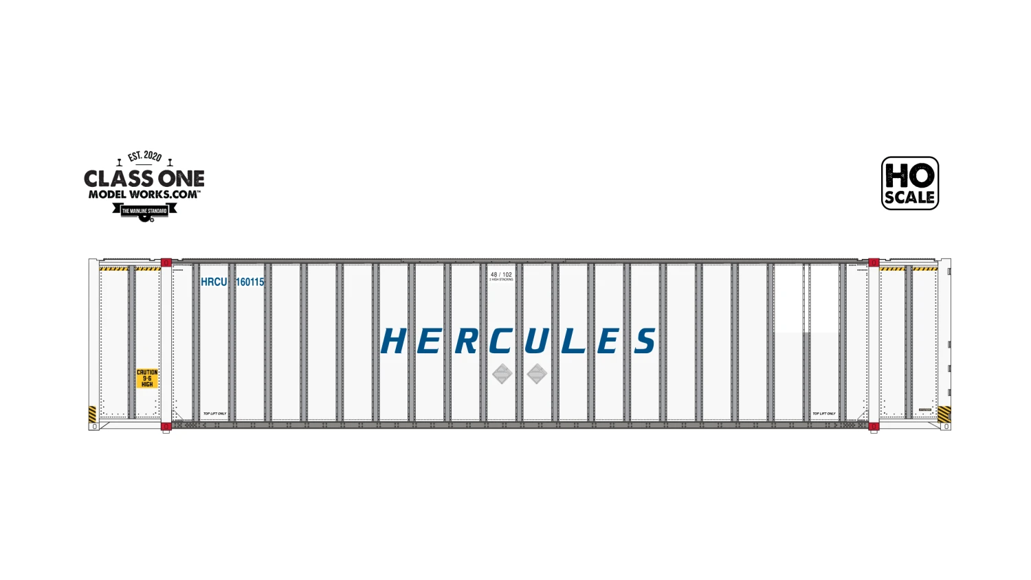 Class One Model Works HO Scale Hyundai 48' Container Hercules HRCU 160115 / 160121 2-Pack #2