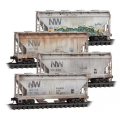 Micro-trains 993 05 013 N Scale ACF 2 Bay Covered Hopper NW 4 Pack Weathered
