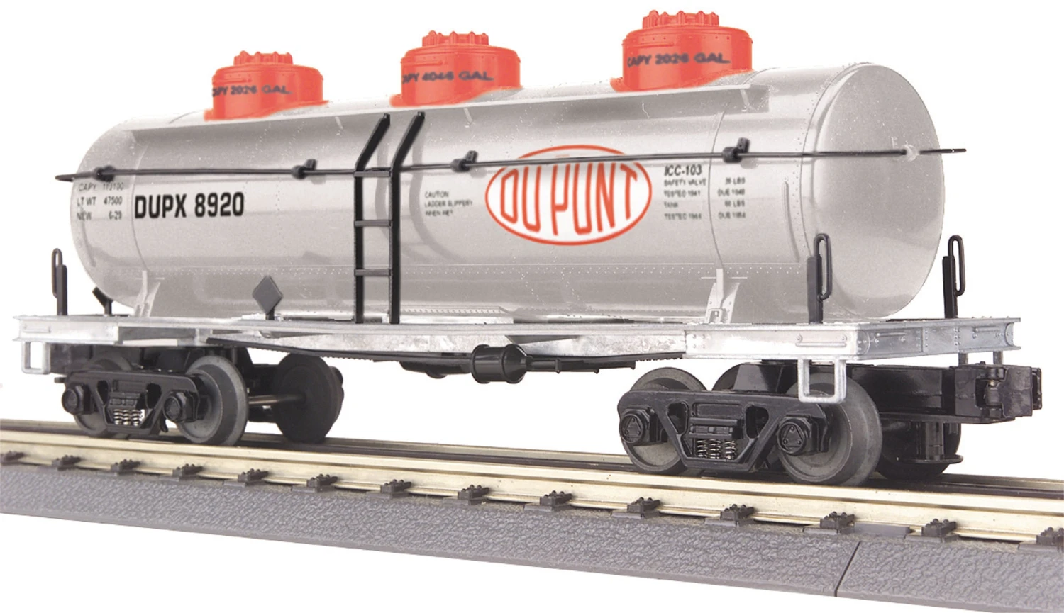 MTH Railking 30-7361 O Gauge 3 Dome Tank Car DuPont - NOS