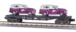 MTH Railking 30-76002 O Gauge Flatcar With MTH Panel Vans - NOS