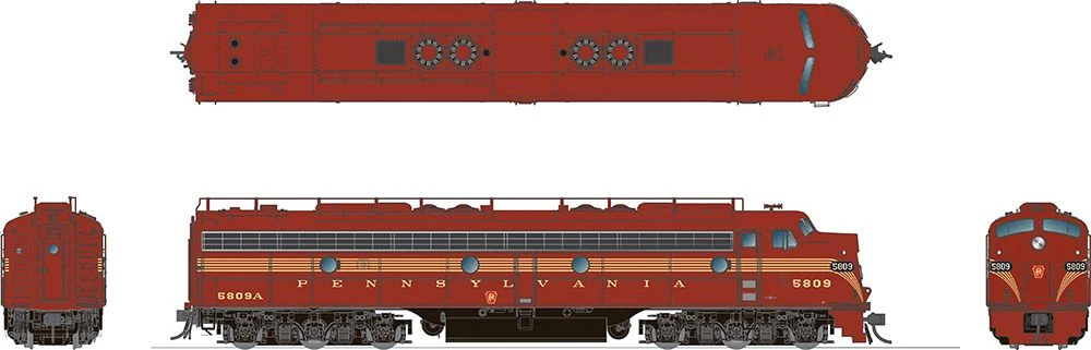 Rapido 028030 HO Scale EMD E8A Pennsylvania "Tuscan 5 Stripe" PRR 5809 - Image 2