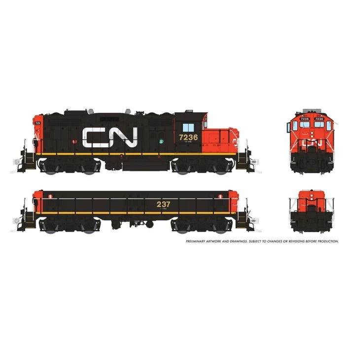 Rapido 041514 HO Scale GP9rm Mother + Slug Canadian National "Early" CN 7236/237 With DCC And Sound - Image 2