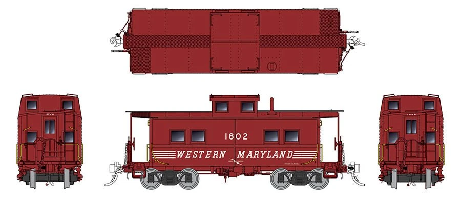 Rapido Trains 144025 HO Scale Northeastern Style Steel Caboose Speed Western Maryland WM 1802 - Image 2