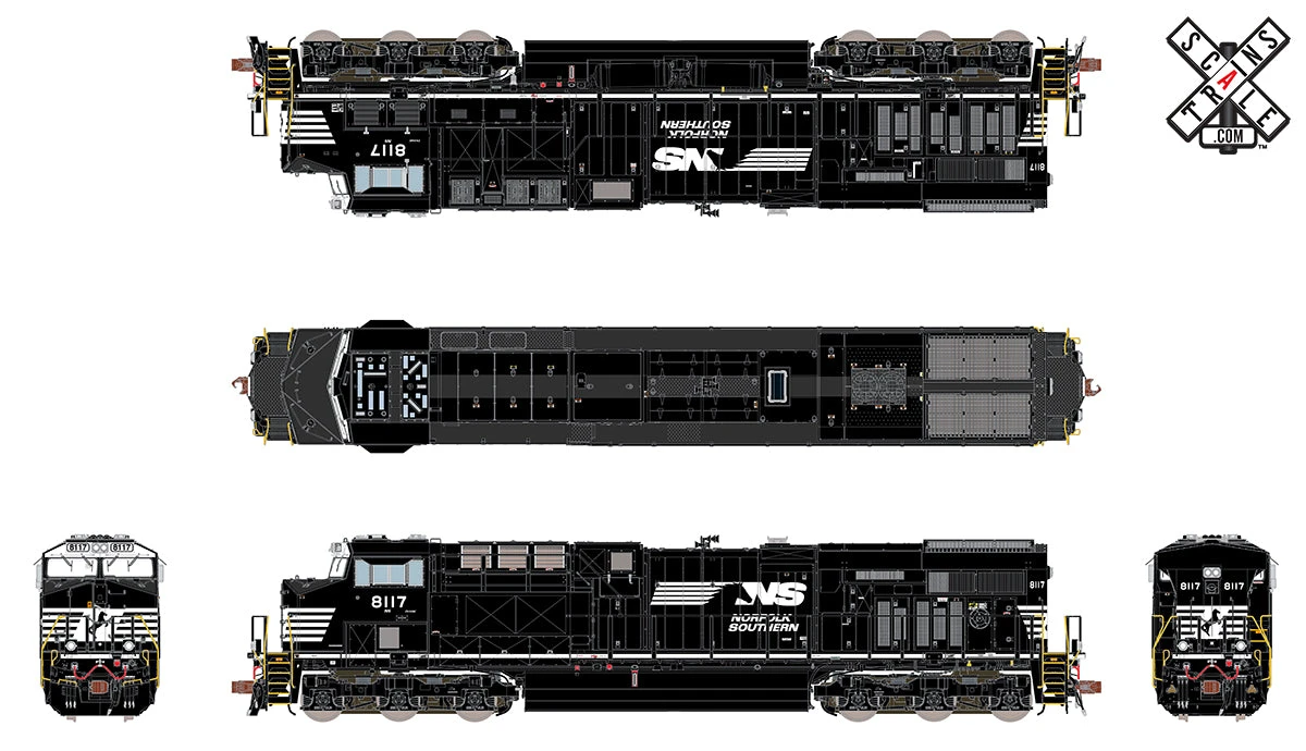 ScaleTrains 33095 Rivet HO Scale GE ES44AC Norfolk Southern Horsehead/PTC NS 8120 DCC Sound - Image 2