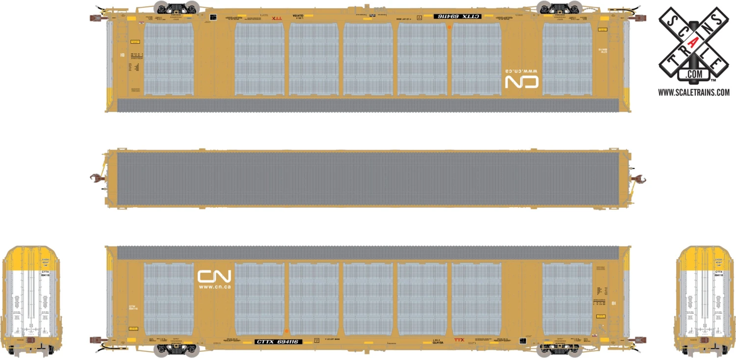 ScaleTrains Rivet 32745 HO Scale Gunderson Multi-Max Autorack Canadian National CN/CTTX 694116 - Image 2