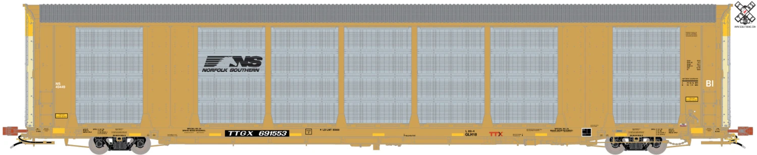 ScaleTrains Rivet 32772 HO Scale Gunderson Multi-Max Autorack Norfolk Southern NS/TTGX 6915331