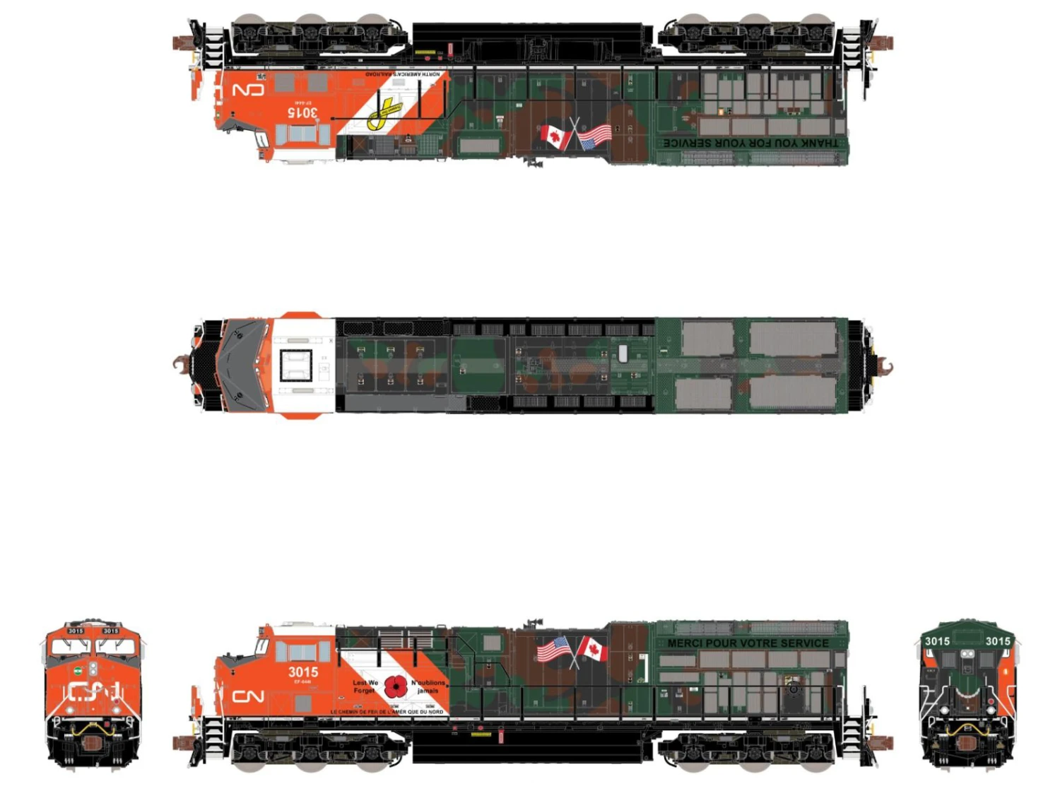 ScaleTrains Rivet 33637 N Scale GE ET44 Tier 4 Diesel "Veterans Commemorative" CN 3015 - Image 2